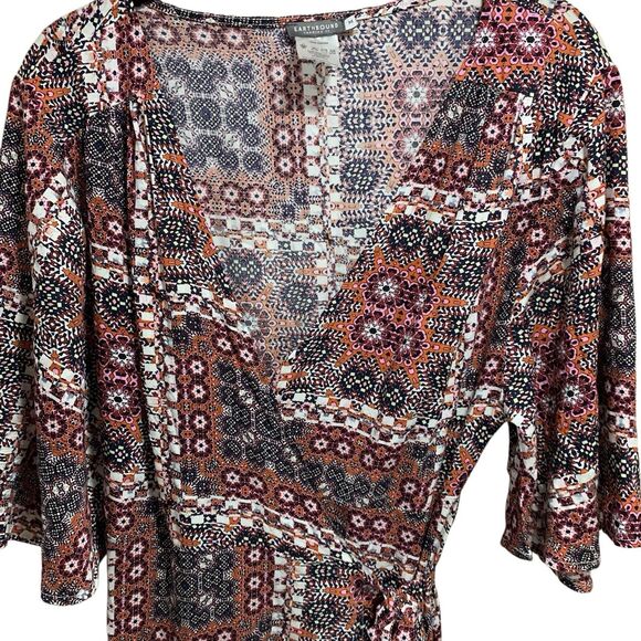 Earthbound Trading Co. Womens Paisley Boho Maxi Wrap Dress M Maximalist Vacation - Picture 3 of 7